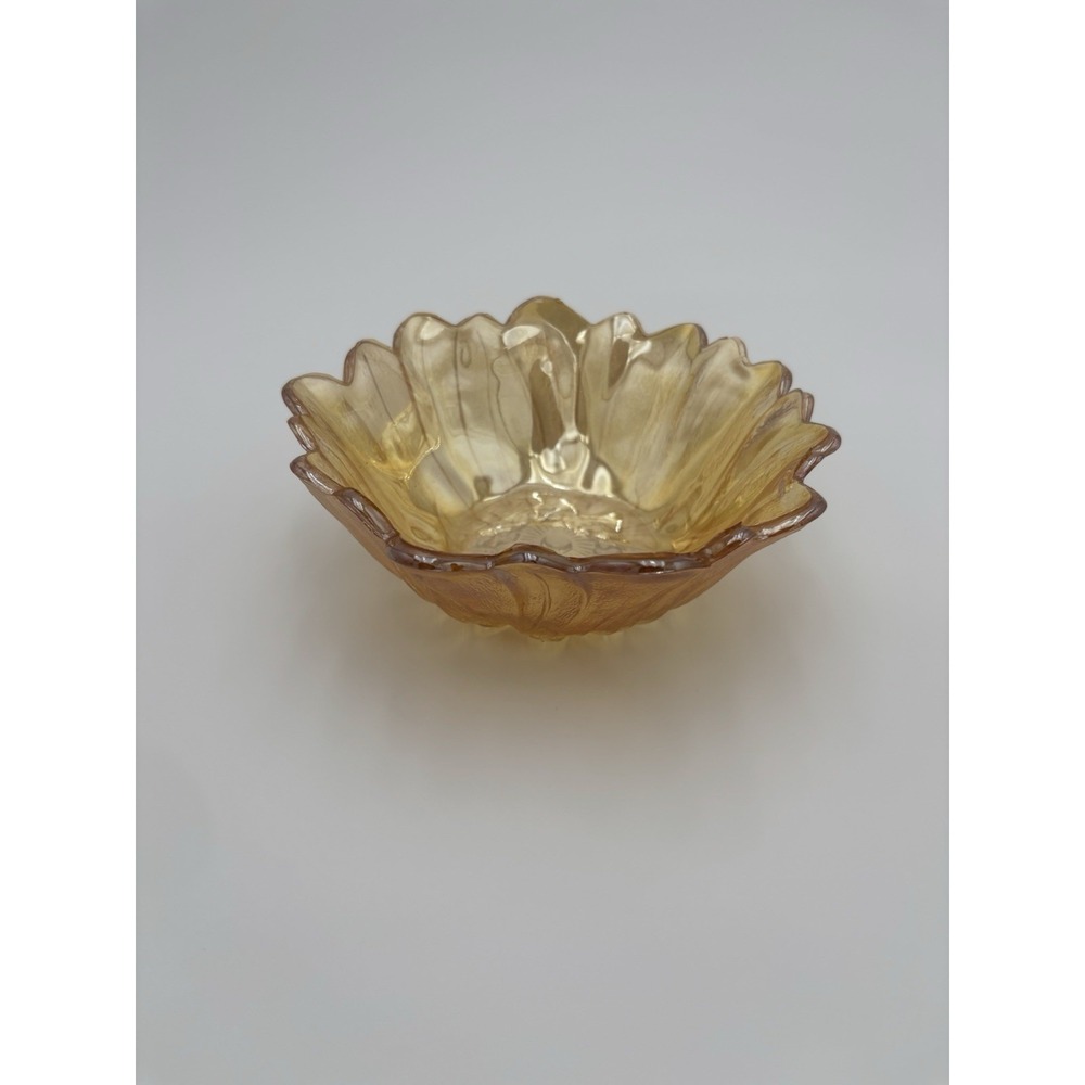 Vintage Indiana Amber Carnival Glass Marigold Sunflower Candy/Trinket Dish 7 1/4